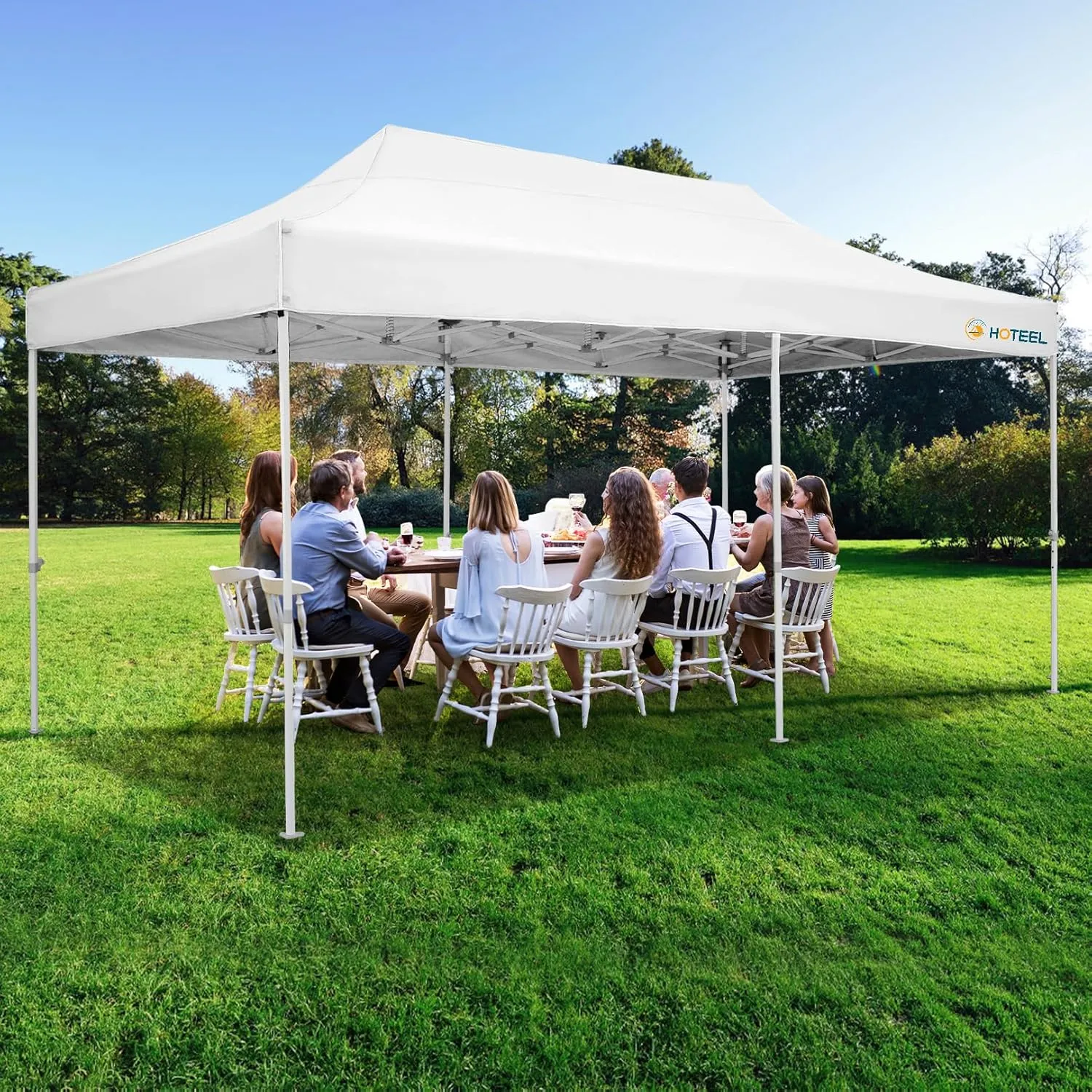 HOTEEL 10x20 Heavy Duty Pop Up Canopy Tent for Parties Event Wedding Commercial Instant Canopy with Roller Bag, Party Tent Waterproof UV 50 &Windproof, Upgraded Thick Hexagonal Legs, White