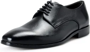 Hugo Boss Men's Highline_Derb_pr1 Black Textured Leather Derby Shoes US 7 IT 40