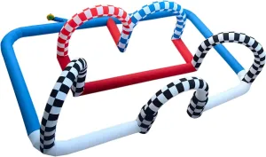 Inflatable Go Kart Race Tracks Inflatable Didi Car Race Track Sport Game Air Racing Bumper Car Happy Hopper Circuit for Birthday Party and Event (Blue Red, 33x20x6.5FT)