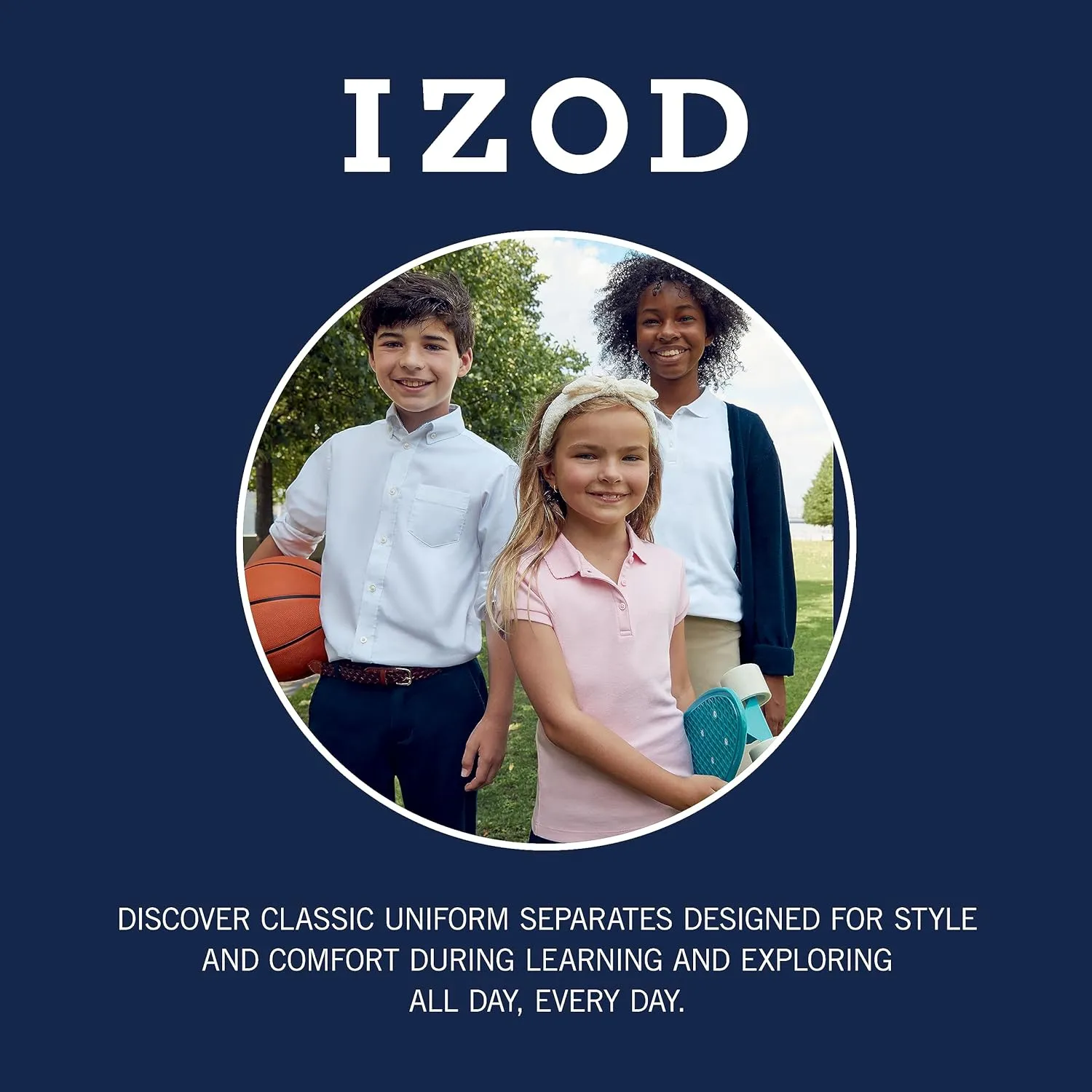 IZOD Uniform Young Men’s Short Sleeve Button-down Oxford Shirt
