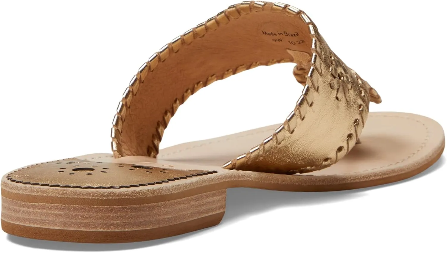 Jack Rogers Palm Beach Sandal for Women - Slip on Style, Leather Lining and Insole and Stacked Wooden Heel Wide