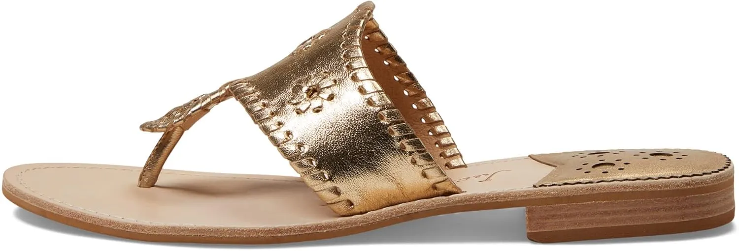 Jack Rogers Palm Beach Sandal for Women - Slip on Style, Leather Lining and Insole and Stacked Wooden Heel Wide