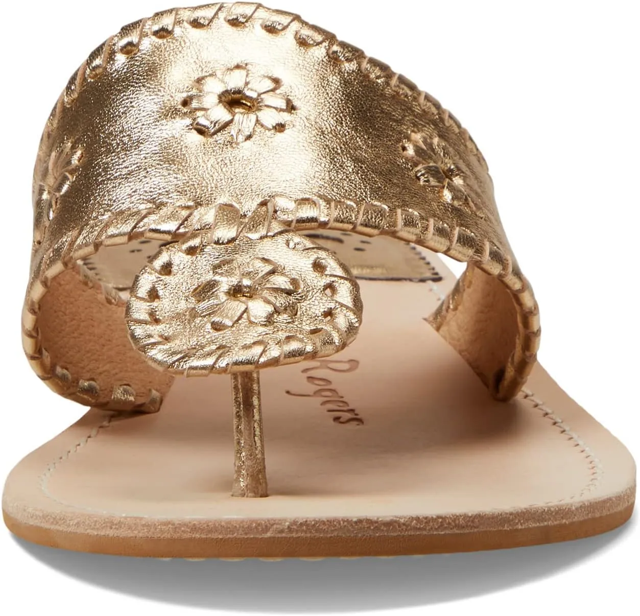 Jack Rogers Palm Beach Sandal for Women - Slip on Style, Leather Lining and Insole and Stacked Wooden Heel Wide