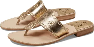 Jack Rogers Palm Beach Sandal for Women - Slip on Style, Leather Lining and Insole and Stacked Wooden Heel Wide