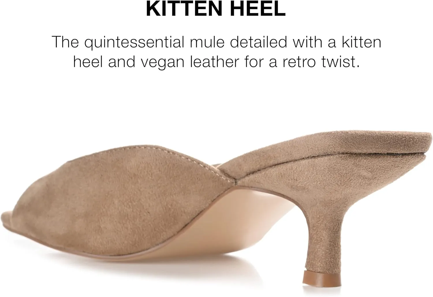 Journee Square Open Toe Kitten Heel Pump for Women - Larna Slip-On Heeled Fashion Sandal