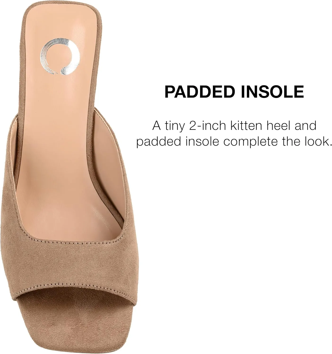 Journee Square Open Toe Kitten Heel Pump for Women - Larna Slip-On Heeled Fashion Sandal