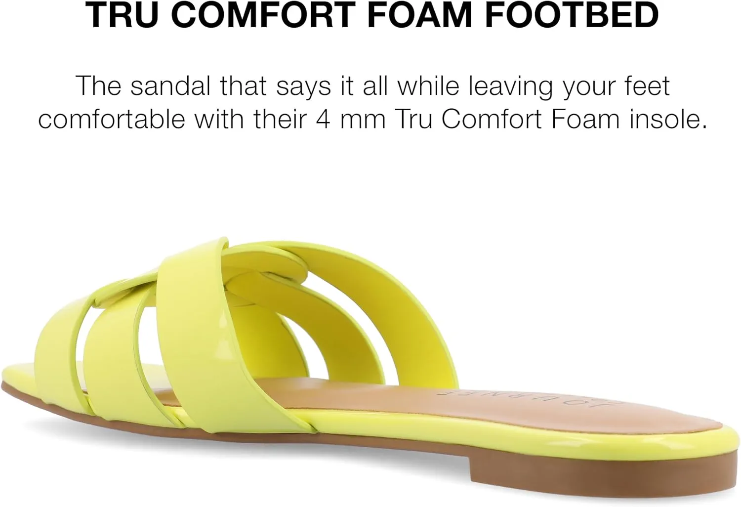 Journee Womens Flat Open Square Toe Fashion Banded Sandal Comfortable Dressy Slip On Arrina Slide