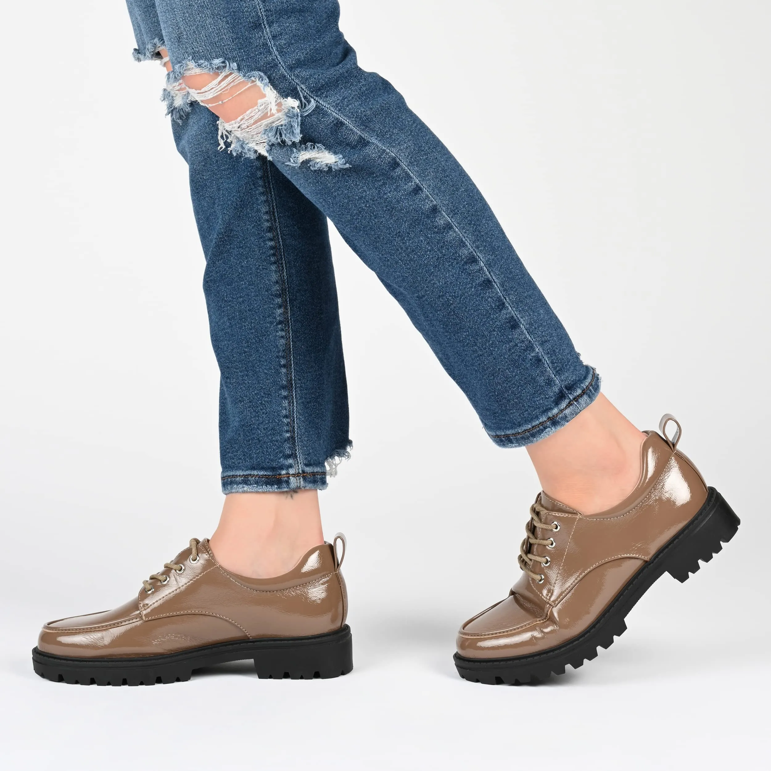 Journee Womens Zina Tru Comfort Foam Almond Toe Lace-up Oxford Black