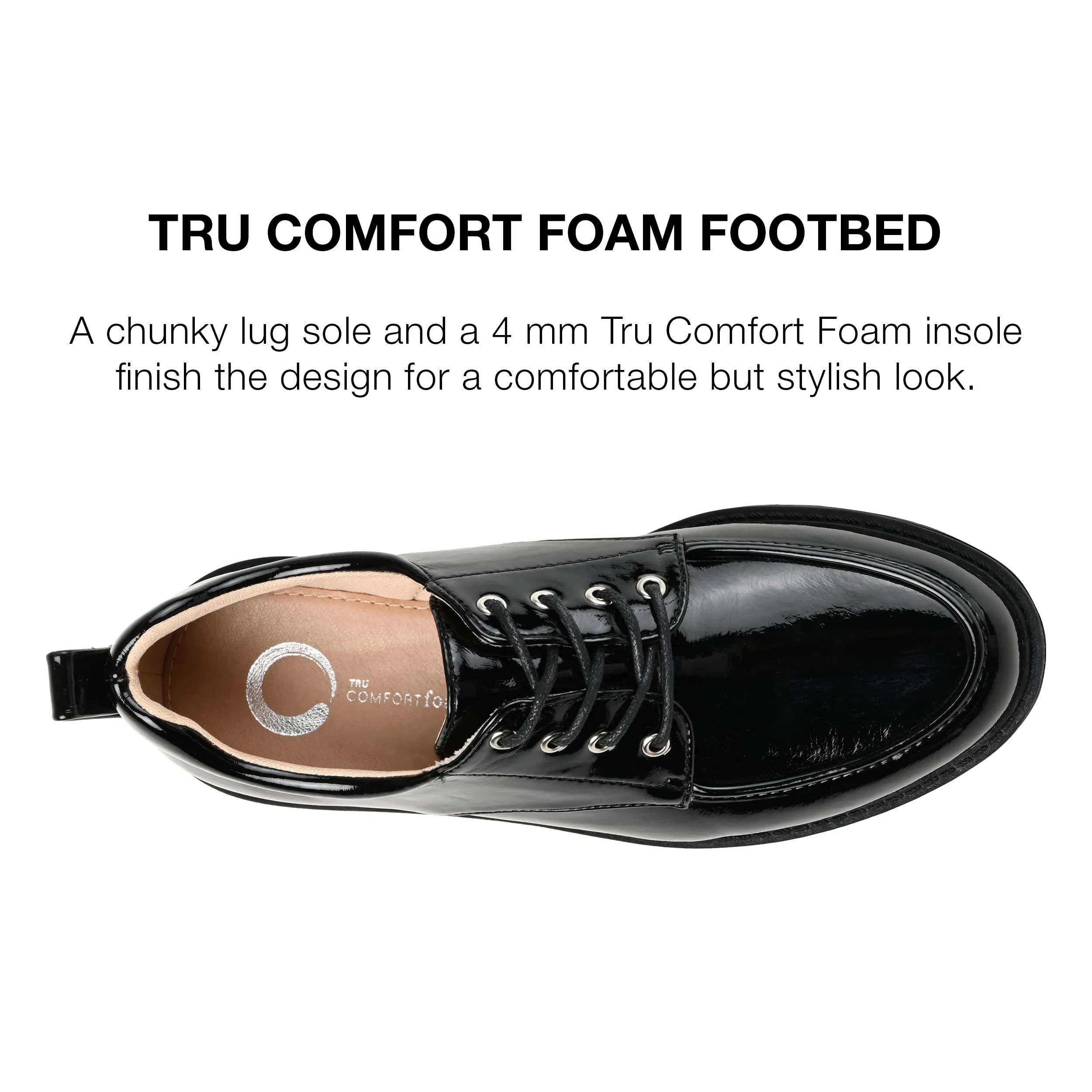 Journee Womens Zina Tru Comfort Foam Almond Toe Lace-up Oxford Black