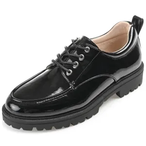 Journee Womens Zina Tru Comfort Foam Almond Toe Lace-up Oxford Black