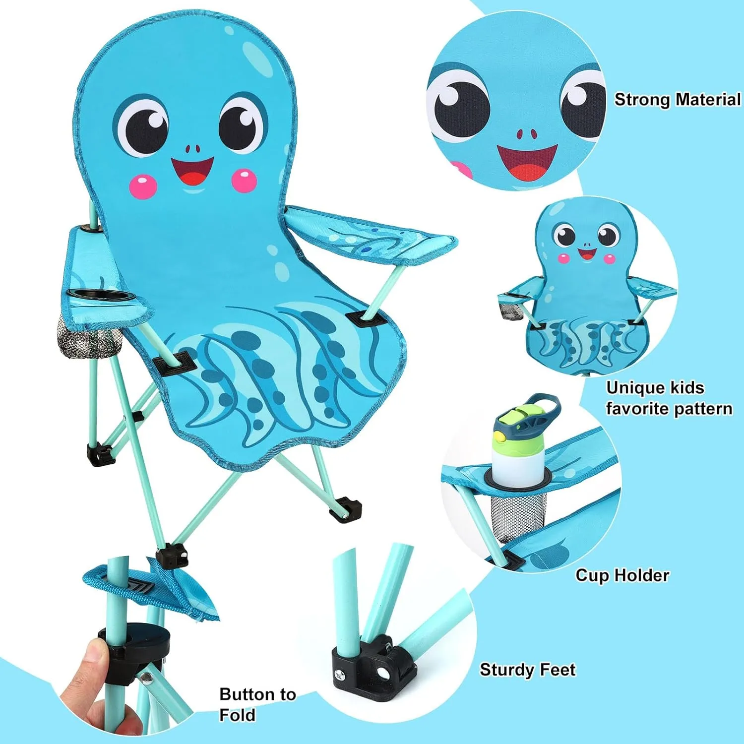 KABOER Kids Outdoor Folding Lawn and Camping Chair with Cup Holder and Carrying Bag, Children's Camping Chairs