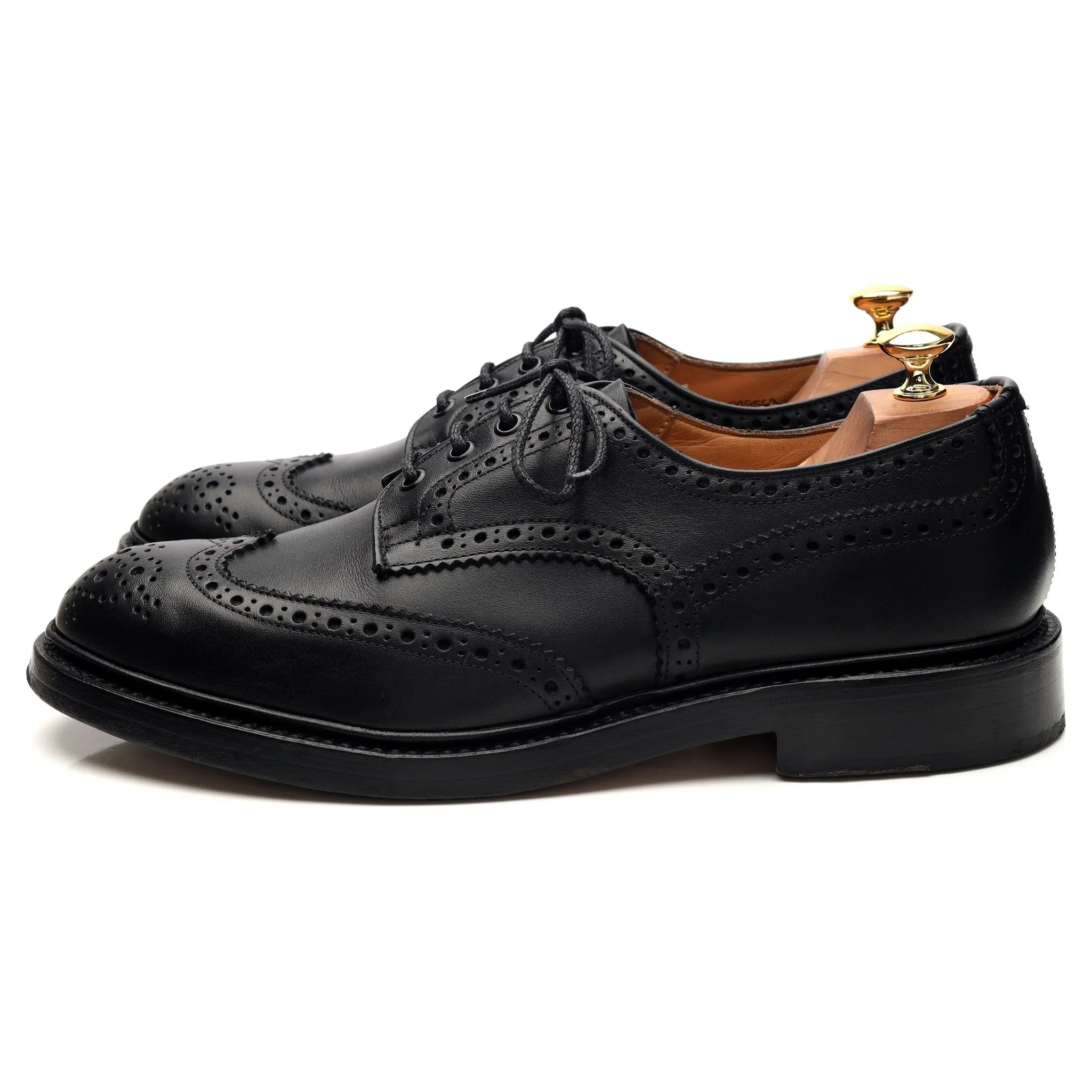 'Keswick' Black Leather Derby Brogues UK 10
