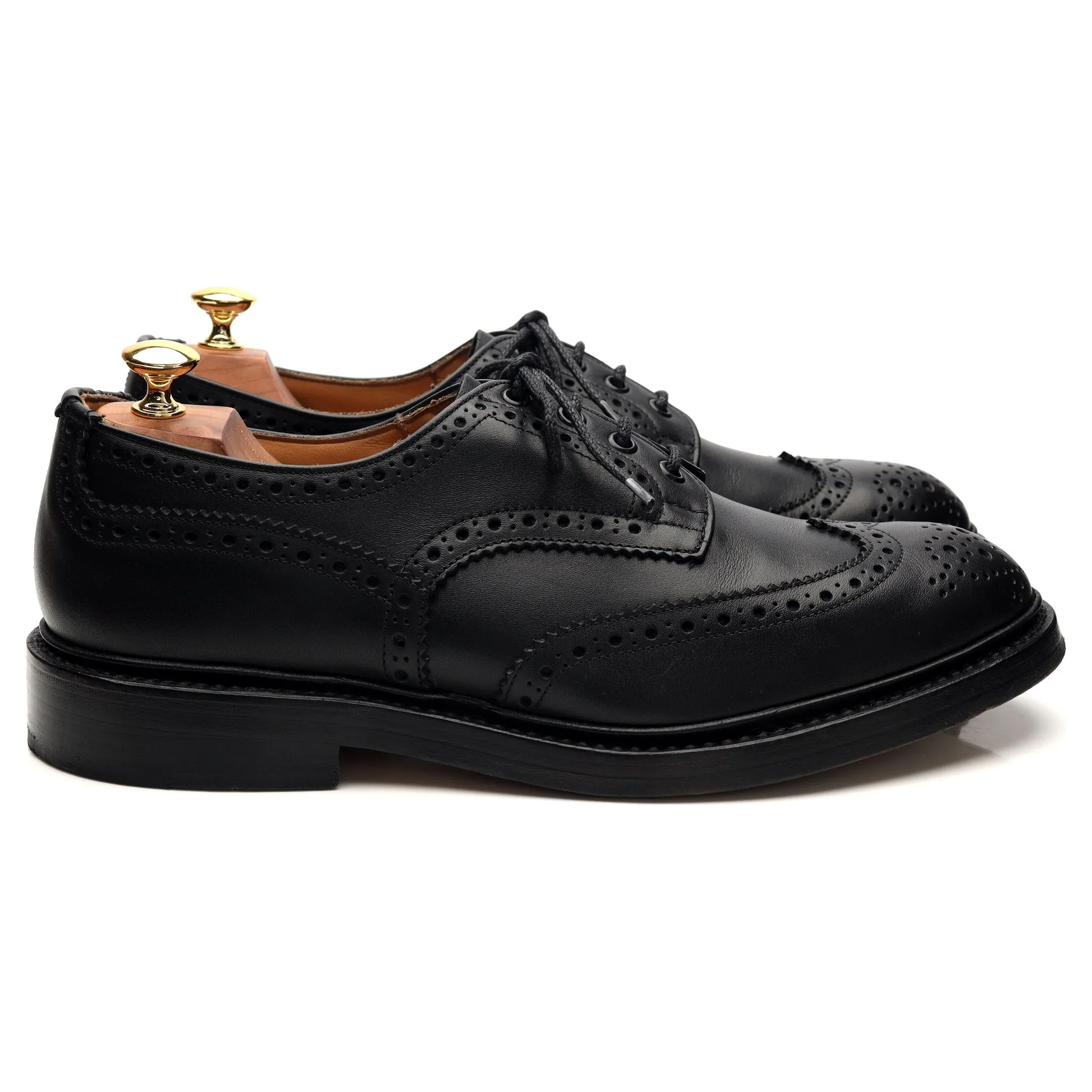 'Keswick' Black Leather Derby Brogues UK 10