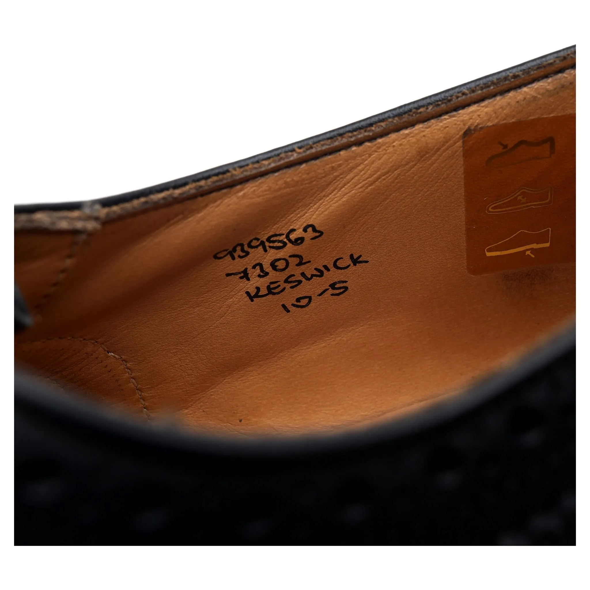 'Keswick' Black Leather Derby Brogues UK 10