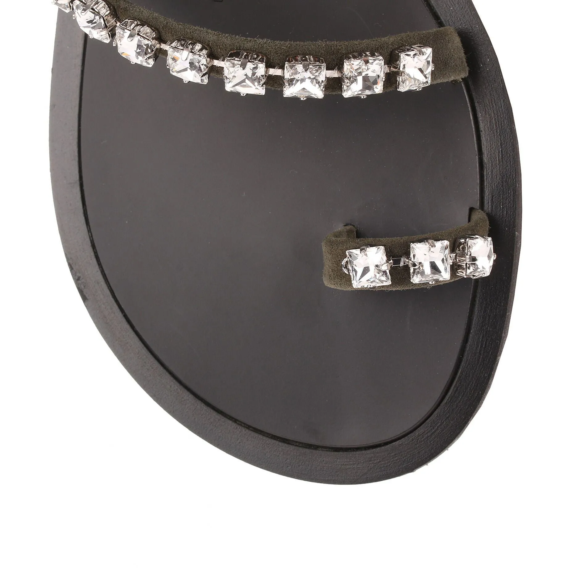 Khaki suede crystal sandal