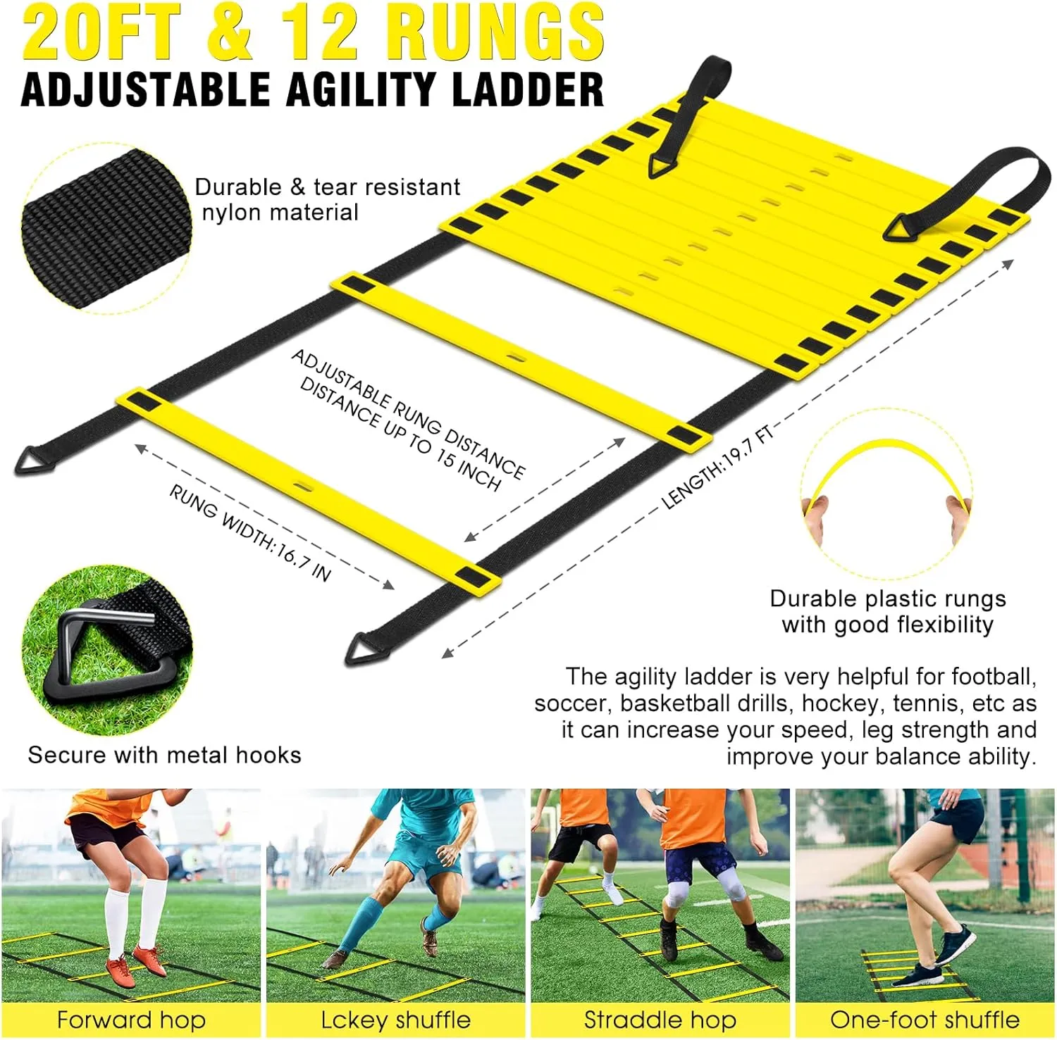 Kids Soccer Goals for Backyard Set of 2, 6x4 ft Portable Pop Up Soccer Goal Training Equipment with Soccer Ball, Ladder and Cones, Soccer Nets for Backyard for Kids Youth Toddler Outdoor Sports Games