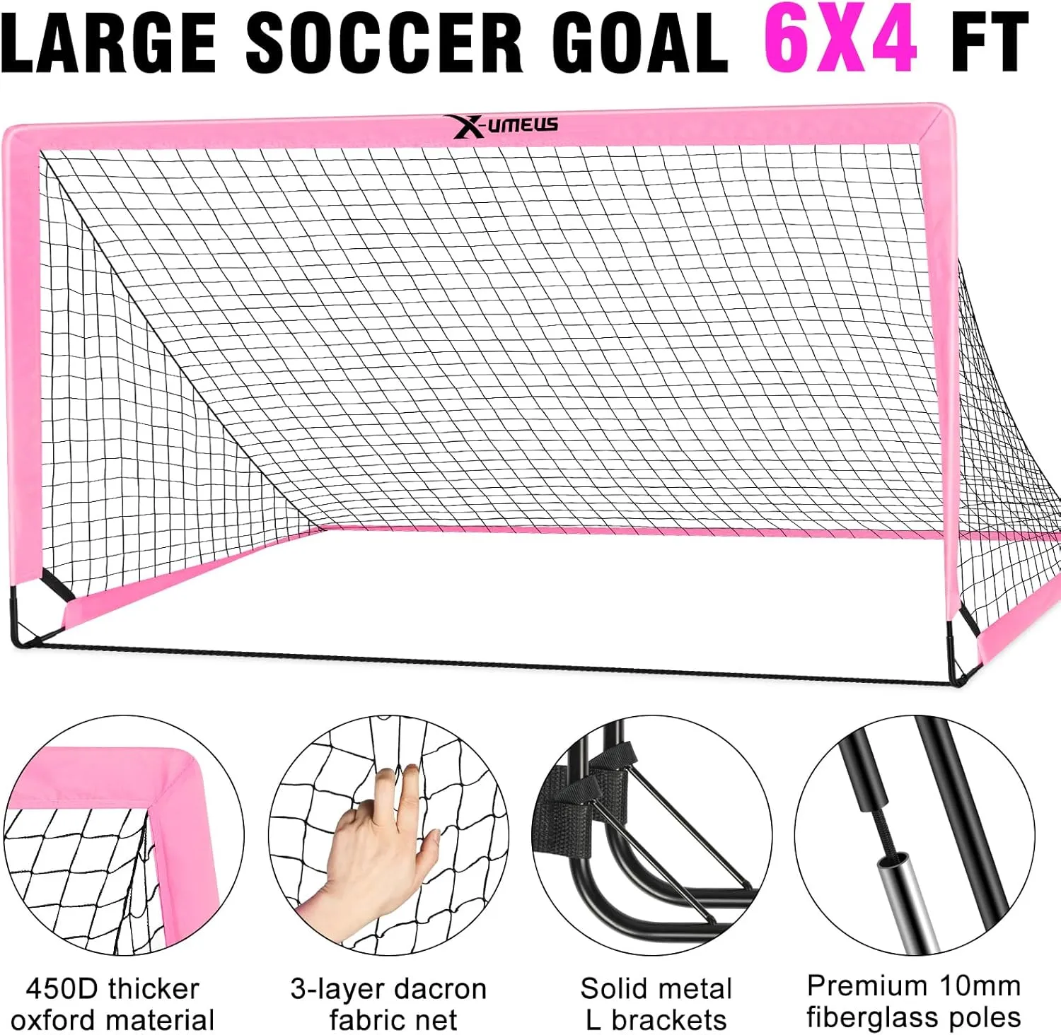 Kids Soccer Goals for Backyard Set of 2, 6x4 ft Portable Pop Up Soccer Goal Training Equipment with Soccer Ball, Ladder and Cones, Soccer Nets for Backyard for Kids Youth Toddler Outdoor Sports Games