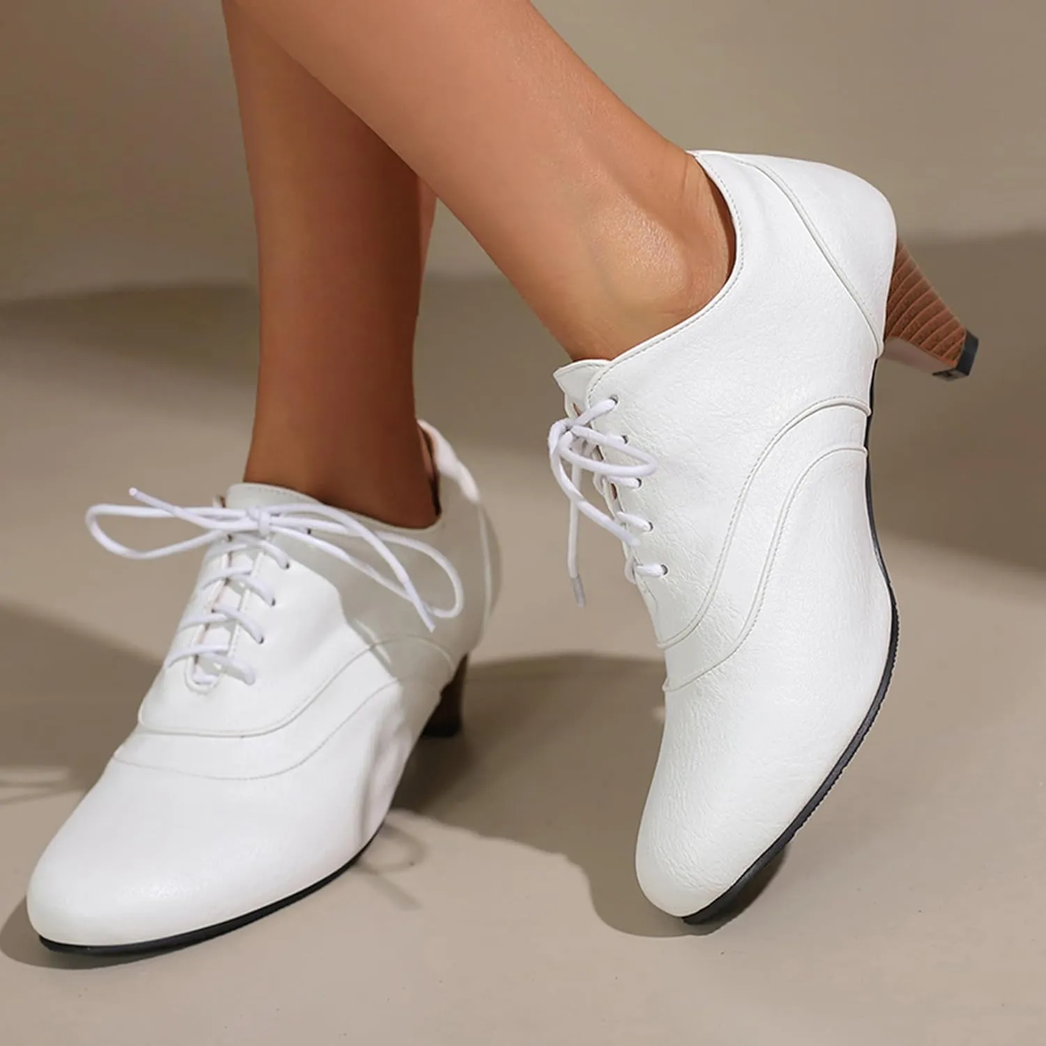 Kitten Heel Oxford Women Brogue Derby Lace Up