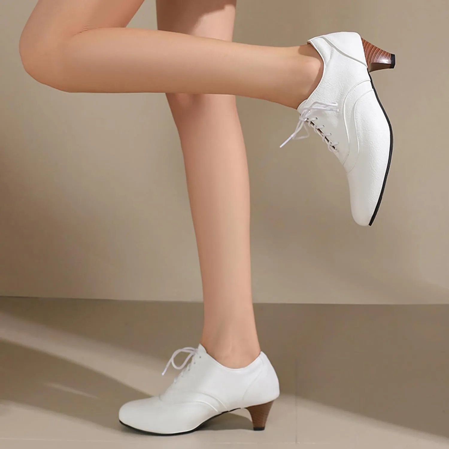 Kitten Heel Oxford Women Brogue Derby Lace Up