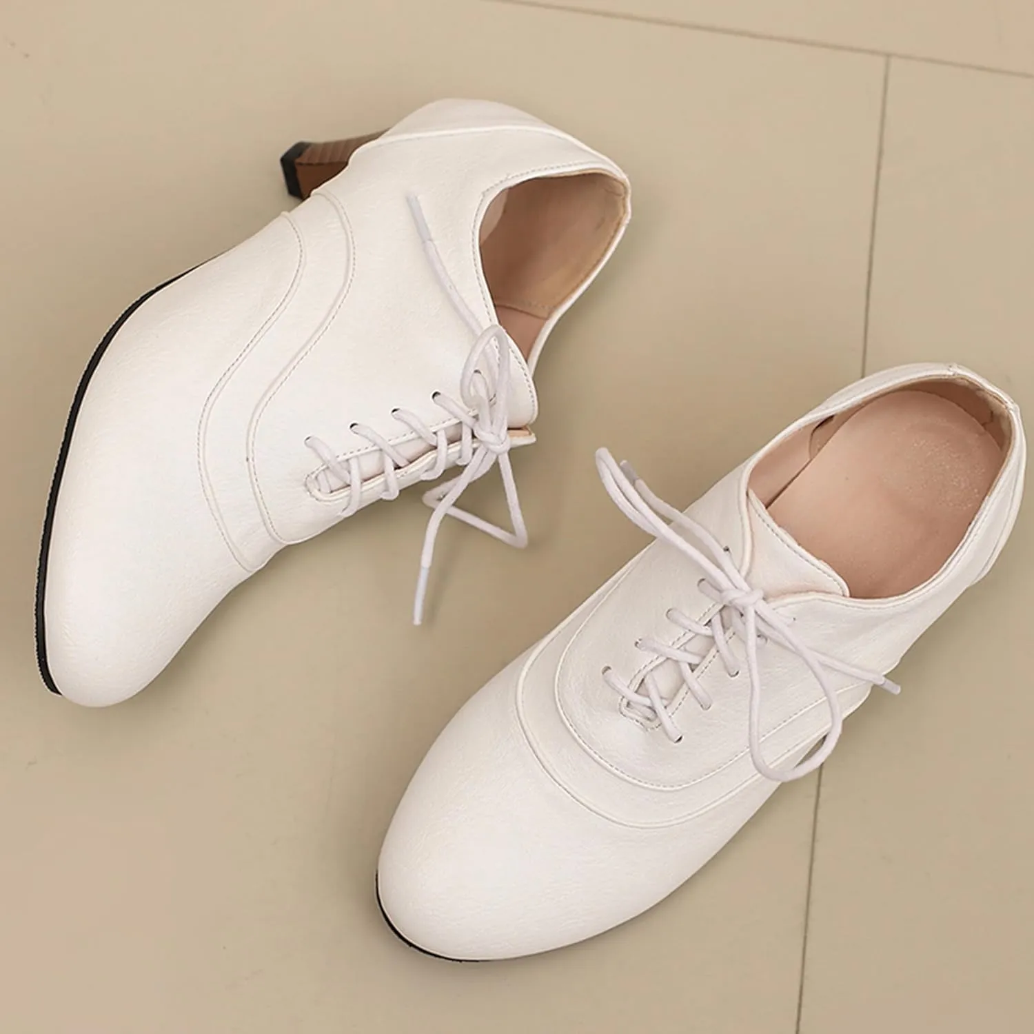 Kitten Heel Oxford Women Brogue Derby Lace Up