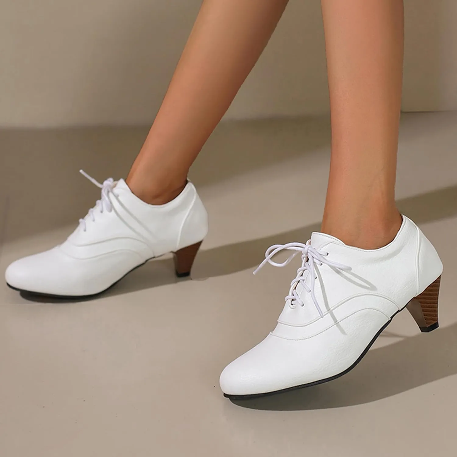 Kitten Heel Oxford Women Brogue Derby Lace Up