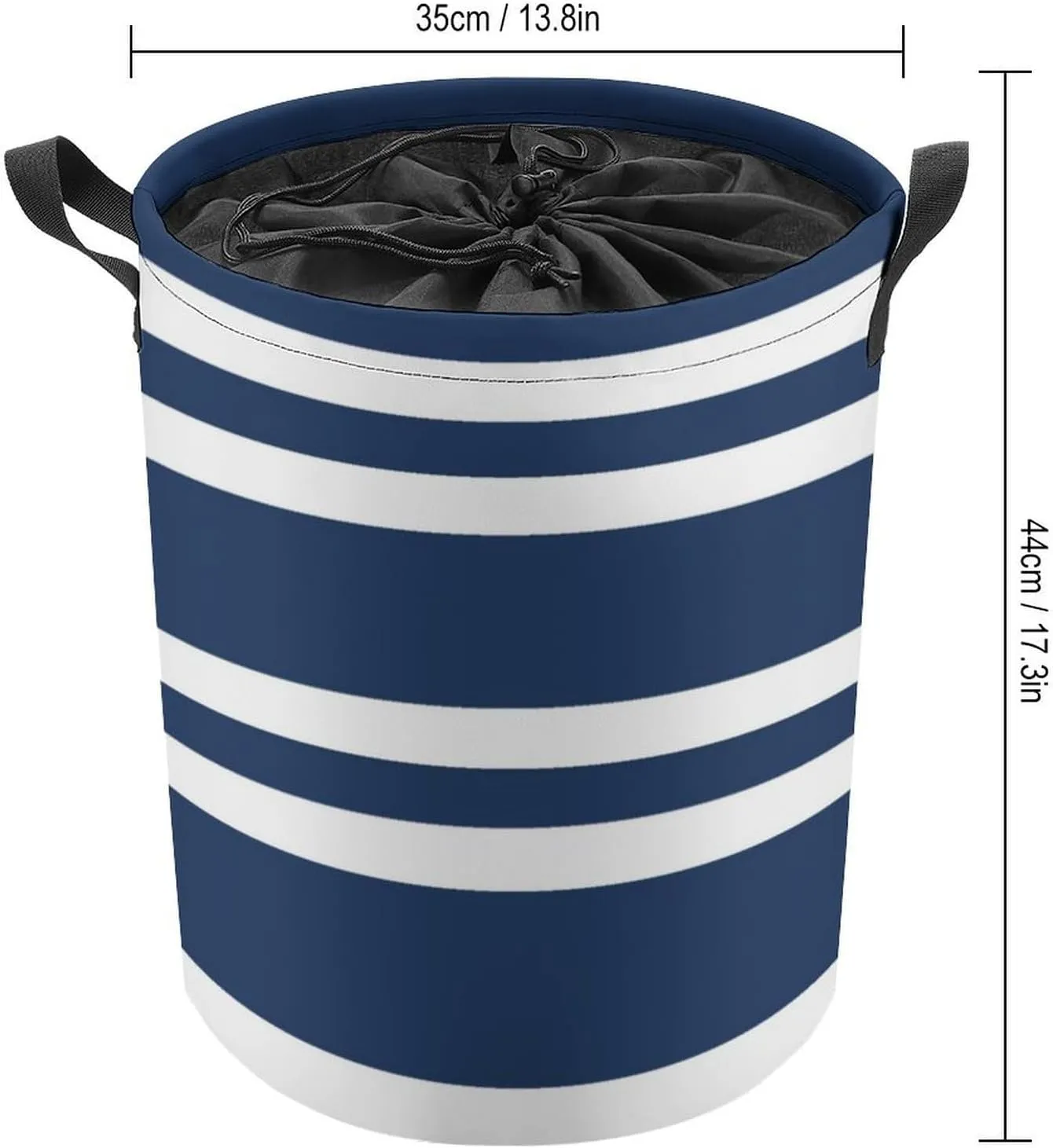 Large Laundry Hamper Bag, Navy Blue and White Stripe Collapsible Laundry Basket Waterproof Dirty Clothes Organizer Containers for College Dorms