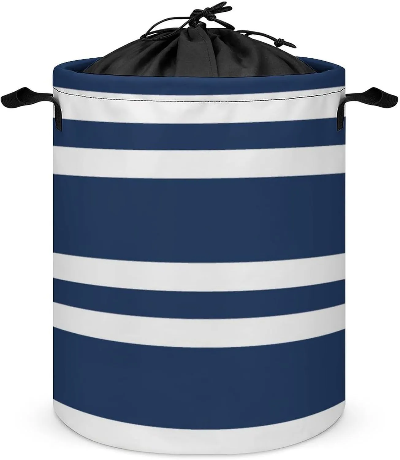 Large Laundry Hamper Bag, Navy Blue and White Stripe Collapsible Laundry Basket Waterproof Dirty Clothes Organizer Containers for College Dorms