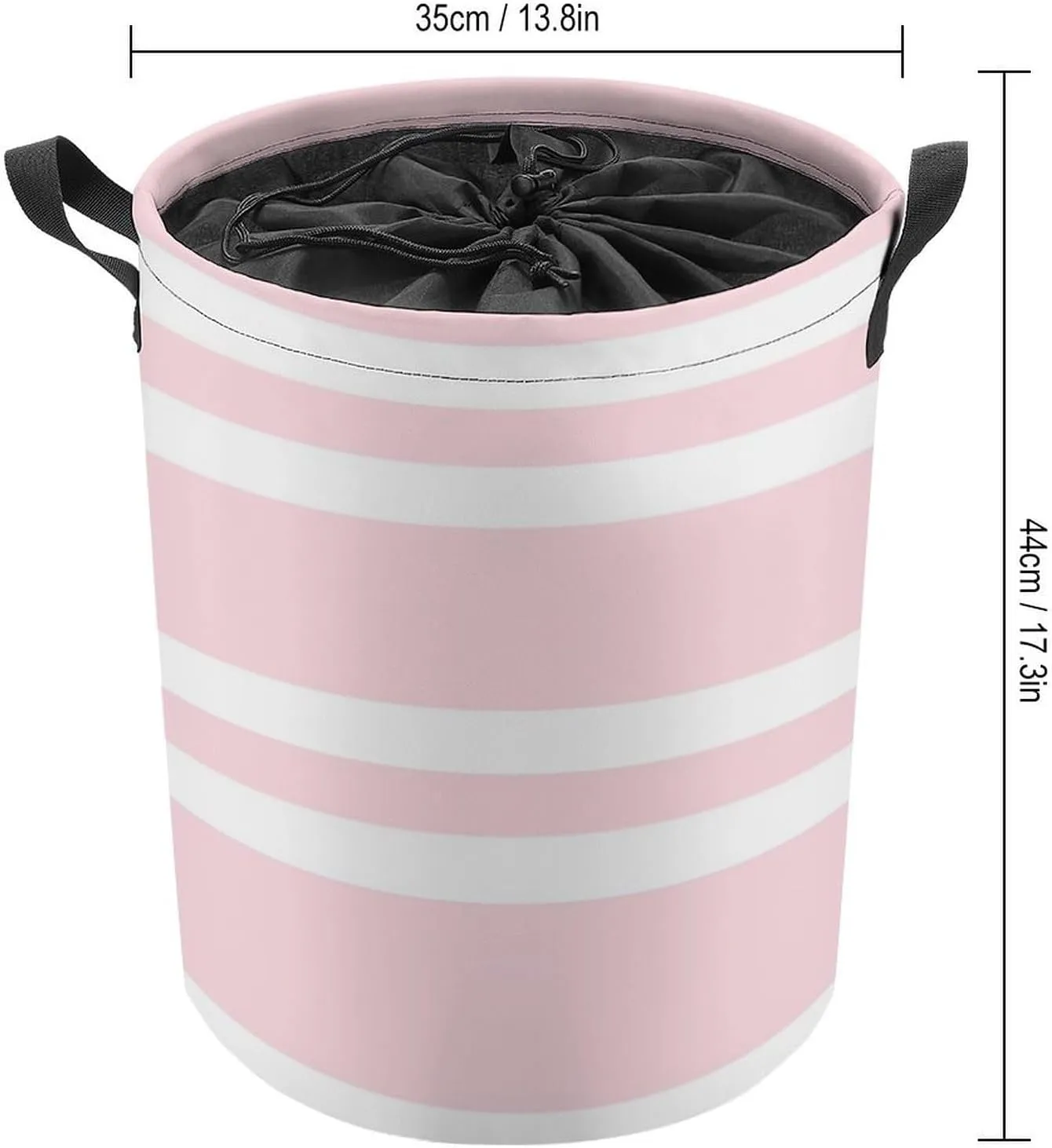 Large Laundry Hamper Bag, Pale Pink and White Striped Collapsible Laundry Basket Waterproof Dirty Clothes Organizer Containers for College Dorms