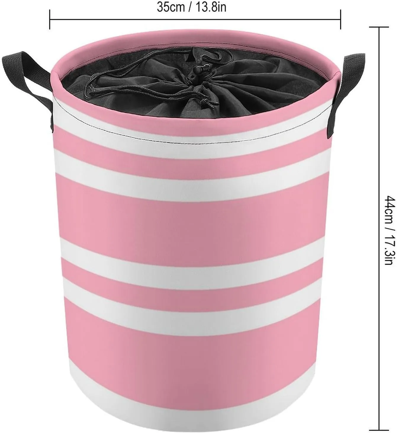 Large Laundry Hamper Bag, Rose Pink and White Stripes Collapsible Laundry Basket Waterproof Dirty Clothes Organizer Containers for College Dorms