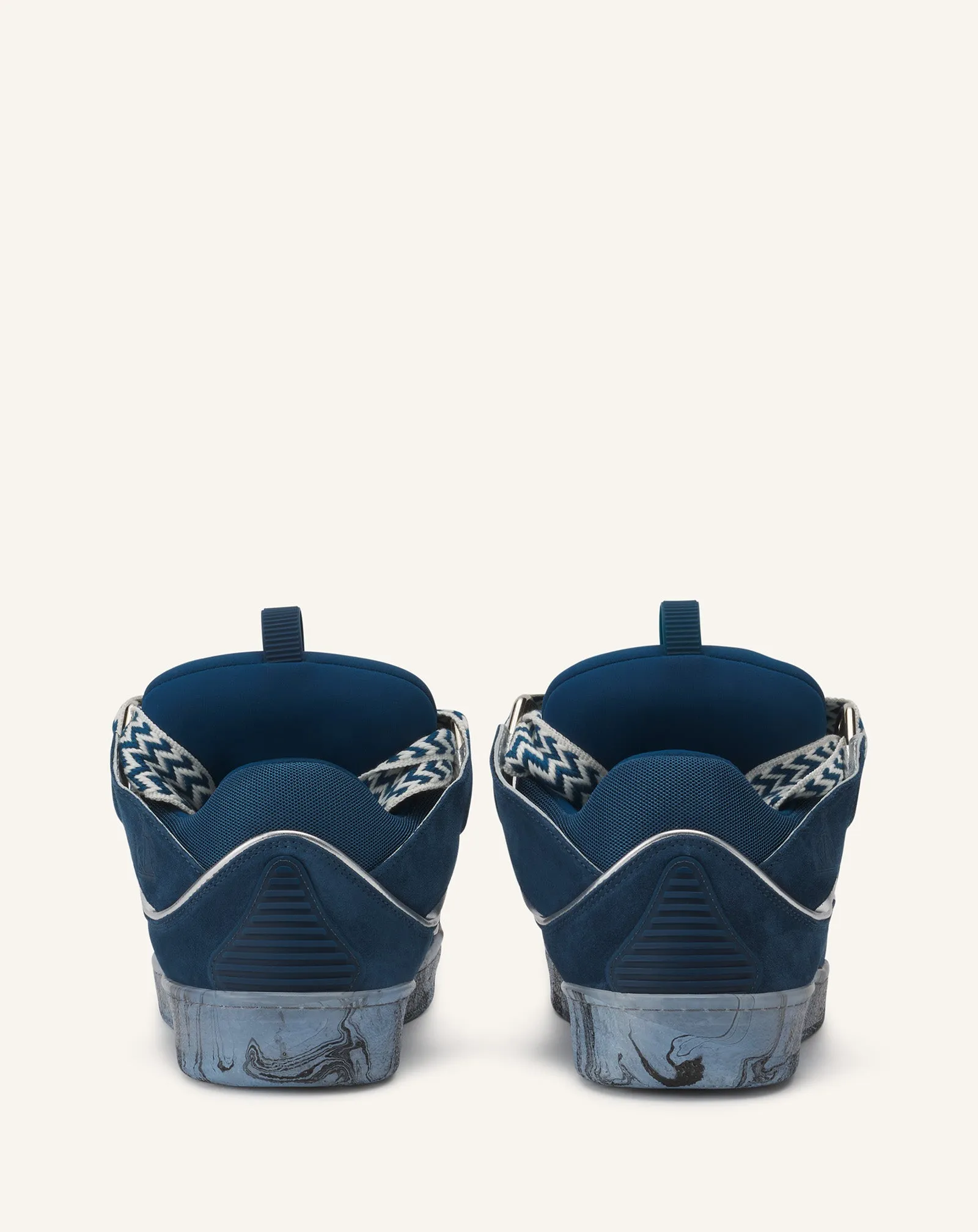 LEATHER CURB SNEAKERS WITH MARBLED SOLE