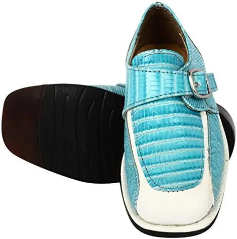 LIBERTYZENO Boys Animal Print Genuine Leather Kids Lace Up Oxford Dress Shoes for Prom Graduation
