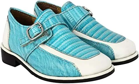 LIBERTYZENO Boys Animal Print Genuine Leather Kids Lace Up Oxford Dress Shoes for Prom Graduation