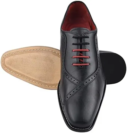 LIBERTYZENO Mens Burnished Toe Genuine Leather Adults Lace Up Oxford Dress Shoes for Easter Gift