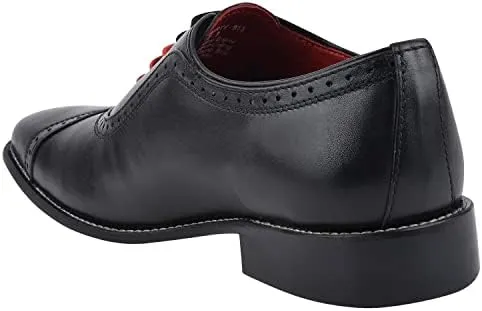 LIBERTYZENO Mens Burnished Toe Genuine Leather Adults Lace Up Oxford Dress Shoes for Easter Gift