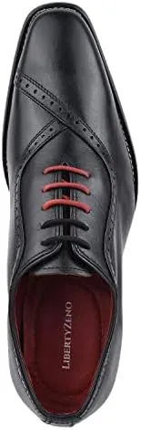 LIBERTYZENO Mens Burnished Toe Genuine Leather Adults Lace Up Oxford Dress Shoes for Easter Gift