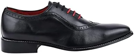 LIBERTYZENO Mens Burnished Toe Genuine Leather Adults Lace Up Oxford Dress Shoes for Easter Gift