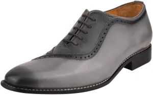 LIBERTYZENO Mens Burnished Toe Genuine Leather Adults Lace Up Oxford Dress Shoes for Prom Graduation