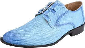 LIBERTYZENO Mens Plain & Animal Print Blue Genuine Leather Adults Lace Up Oxford Dress Shoes for Easter Gift