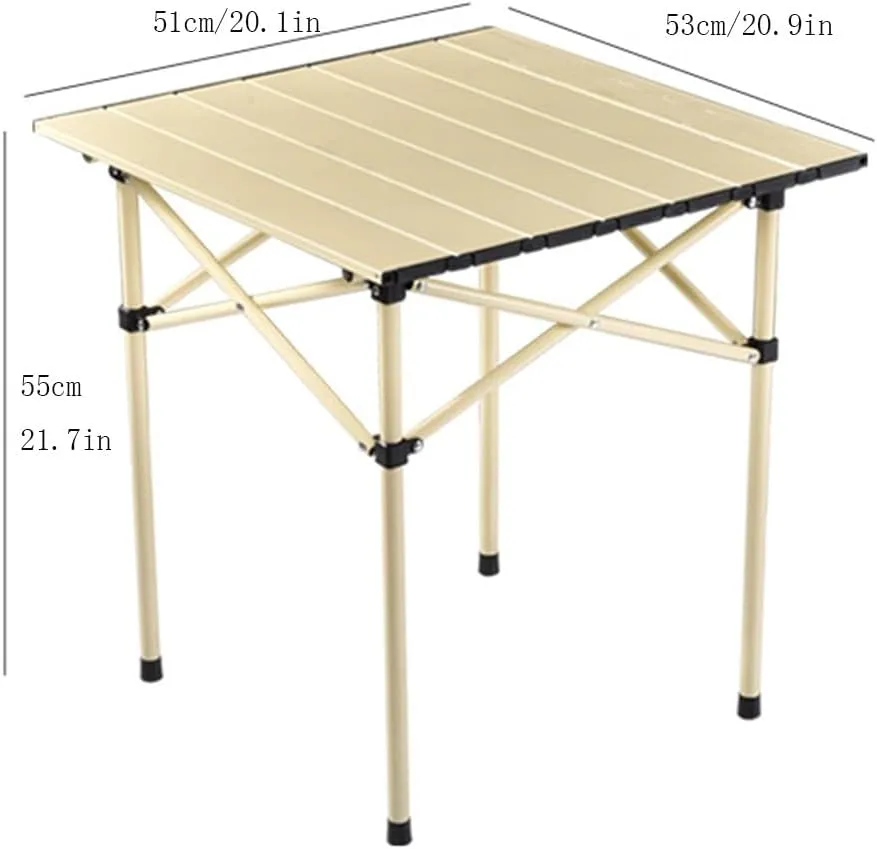Lightweight Aluminum Folding Table Compact Roll Up Table with Carry Bag for Camping Picnic Backyards