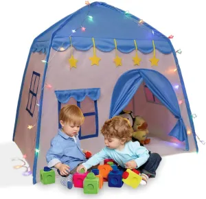 LimitlessFunN 210D Oxford Fabric Flower Kids Play Tent | Includes Star Lights & Carrying Case |, Children Indoor Castle Playhouse for Boys, Toddlers, 39" D x 51" W x 51" H