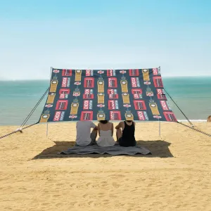 London Landmarks Pattern Beach Camping Tent Sun Shelter for Whole Family, Beach Shade Canopy with UPF50  UV Protection,Easy Set Up and Carry,Outdoor Shade for Trips, Fishing, Backyard Fun Picni