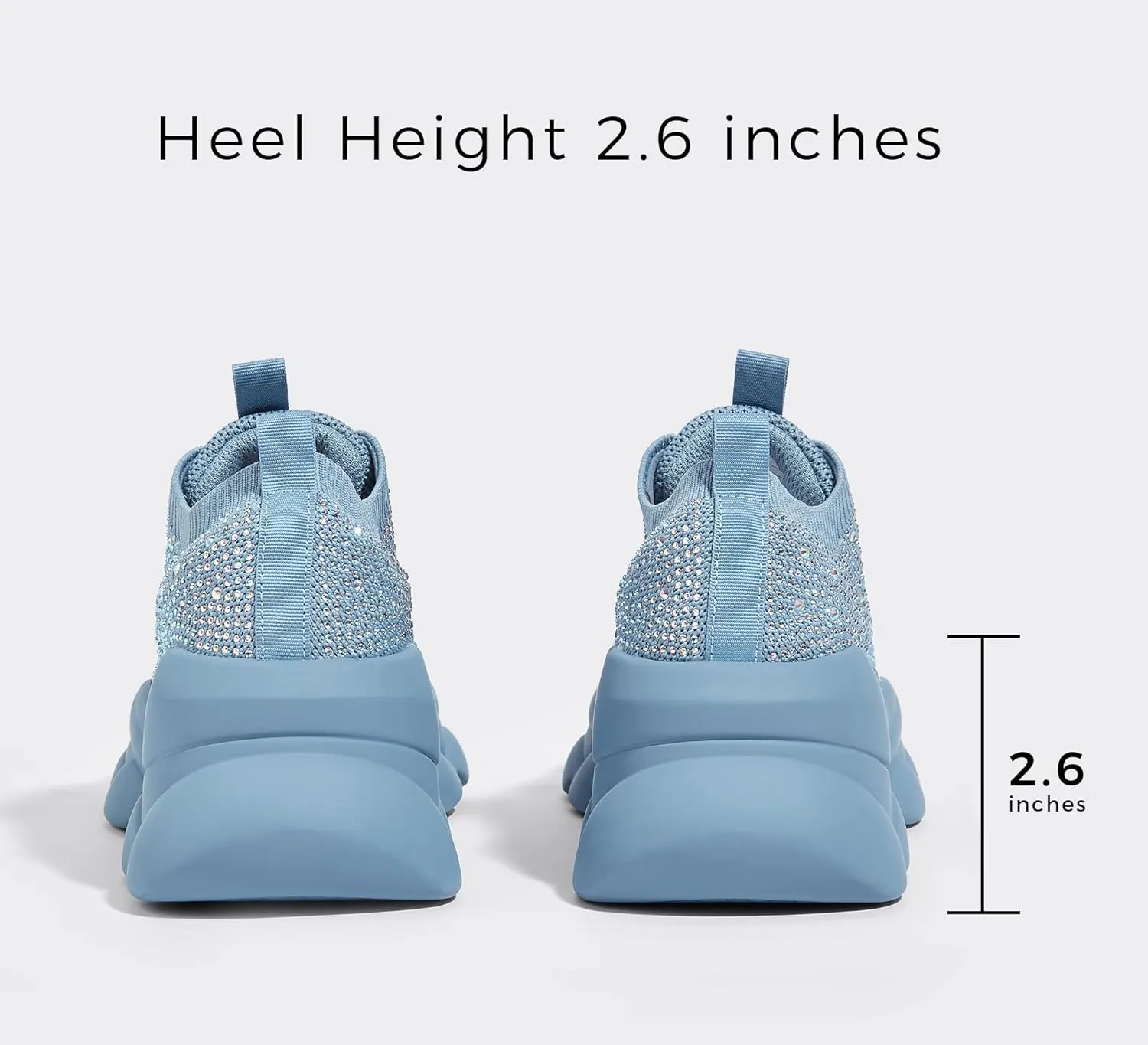 LUCKY STEP Women's Chunky Rhinestone Sneaker Sparkly Bling Bedazzled Mesh Slip on Elastic Sock Glitter Shiny Rave Walking Shoes