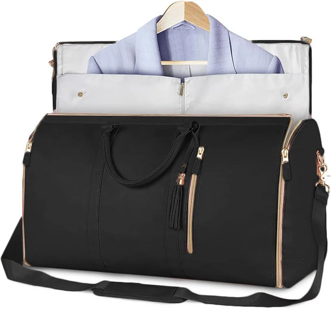 Lucshy Travel Bag, Garment Duffle Bags for Travel, Large Waterproof Crossbody Shoulder Capacity Suit Travel Garment (Black-A), Zbl0325008