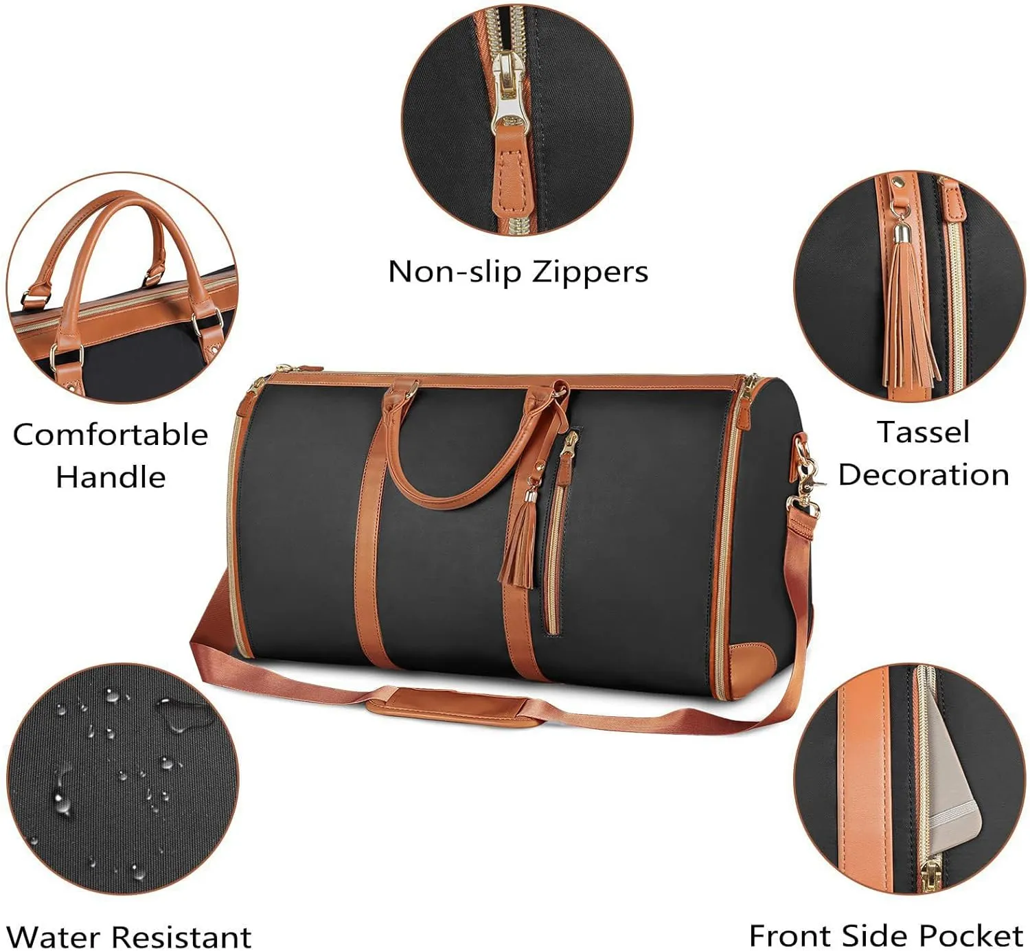 Lucshy Travel Bag, Garment Duffle Bags for Travel, Large Waterproof Crossbody Shoulder Capacity Suit Travel Garment (Black-A), Zbl0325008