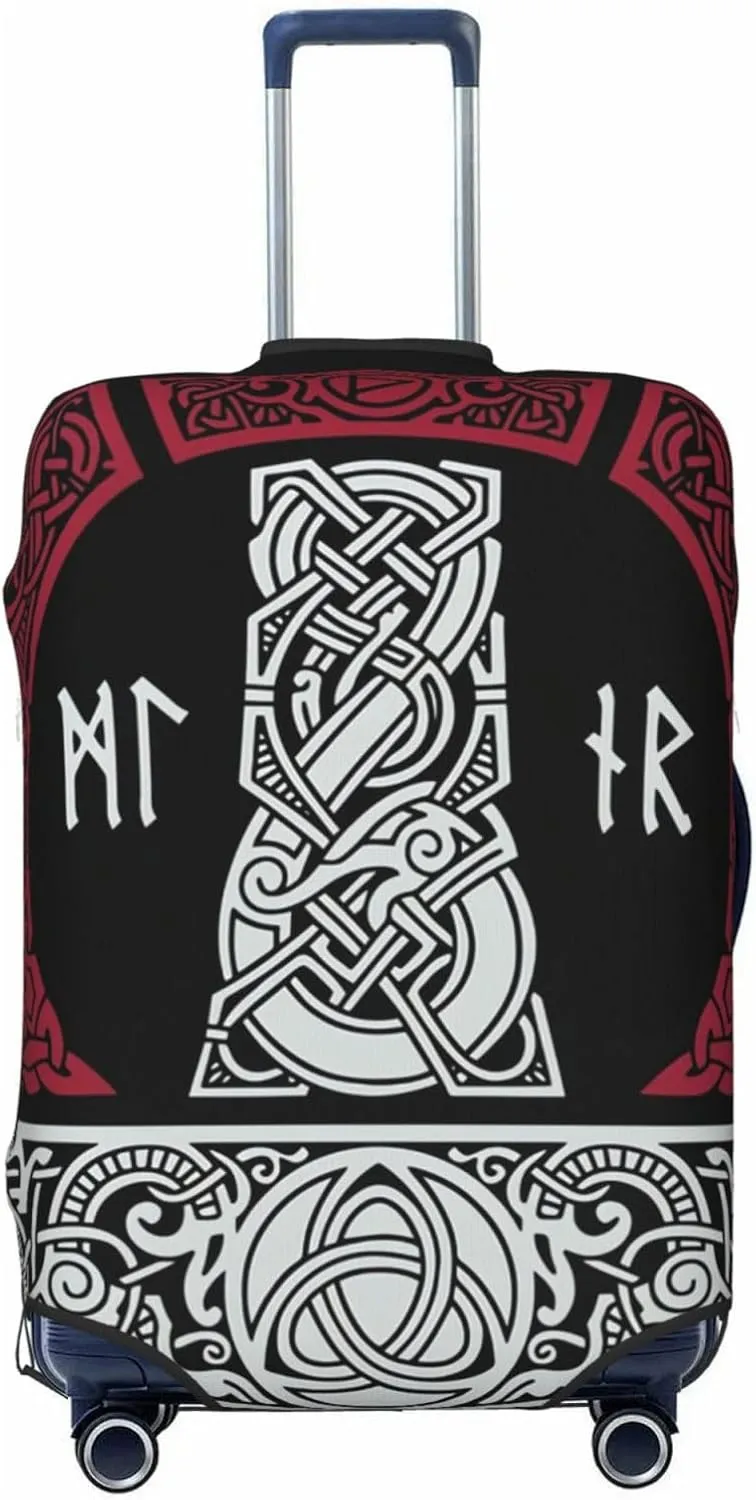 Luggage Cover For Travel Norse Mythology Vikings Thor'S Hammer Magic Rune (2)–dustproof Ideal For Travel 20-28 Inch.