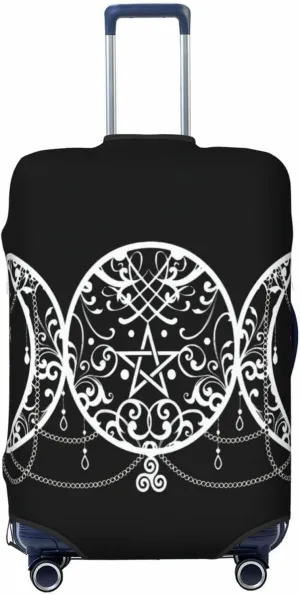 Luggage Cover For Travel Triple Moon Goddess Wiccan Pentagram Logo–dustproof Ideal For Travel 20-28 Inch.