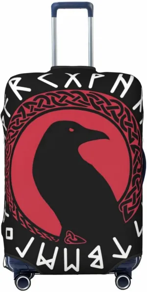 Luggage Cover For Travel Vikings Norse Mythology Pagan Rune Ravens– High Elasticity Business Trips 20-28 Inch.