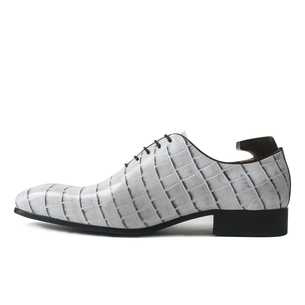 Luxury Crocodile Pattern Plain Toe Oxford Shoes