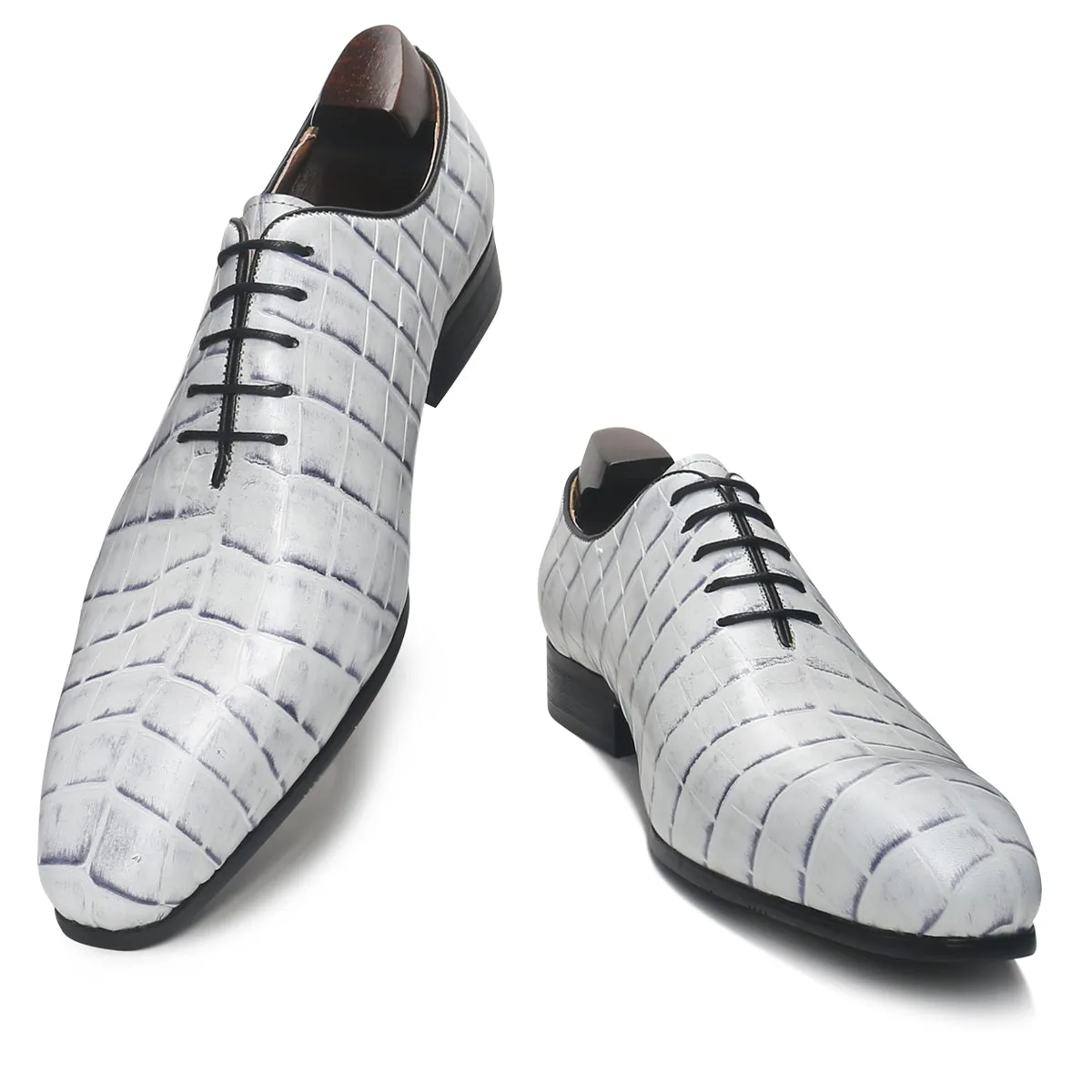Luxury Crocodile Pattern Plain Toe Oxford Shoes