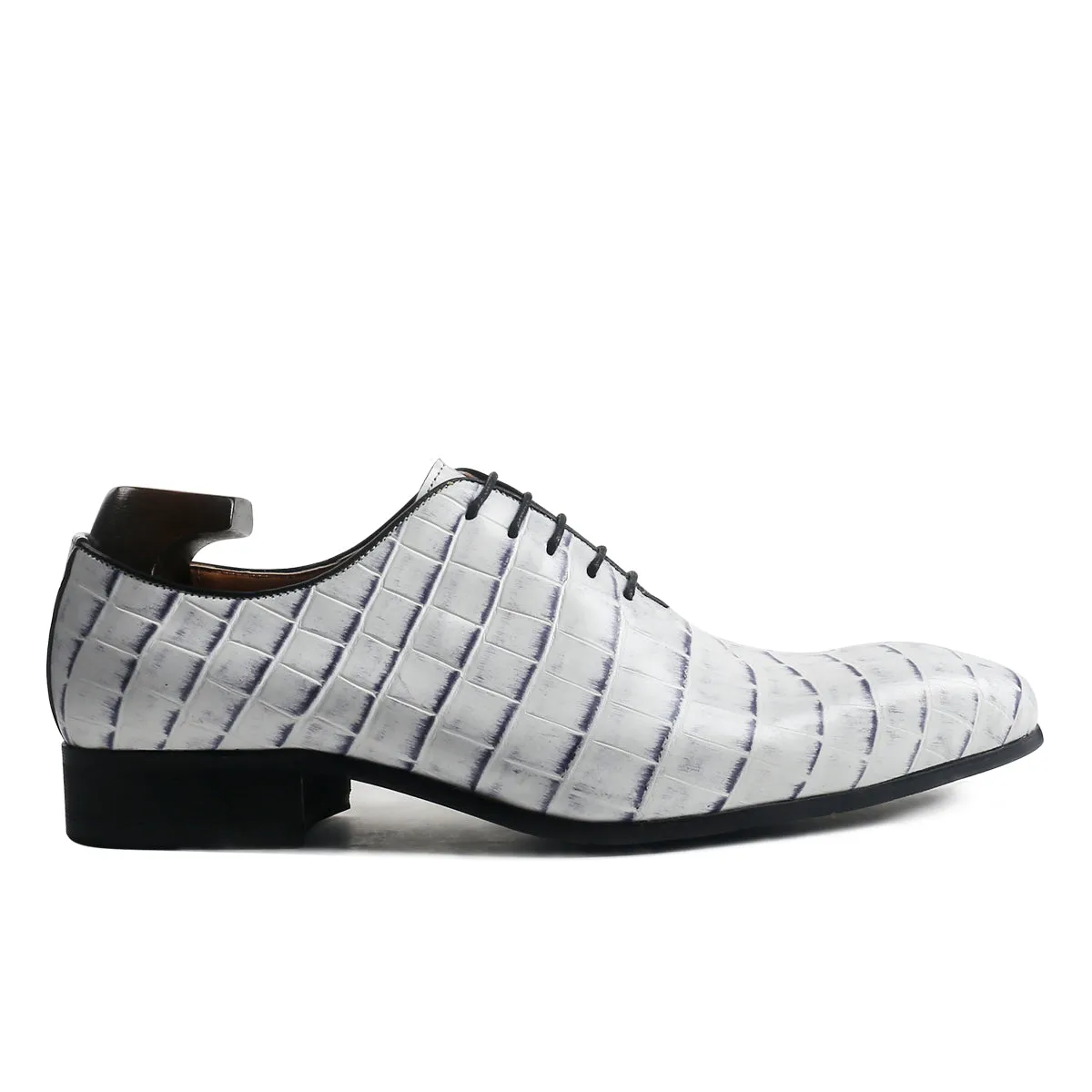 Luxury Crocodile Pattern Plain Toe Oxford Shoes